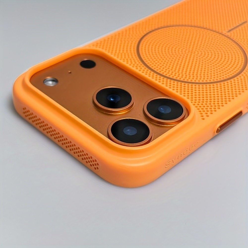 Chłodząca, oddychająca magnetyczna obudowa na telefon do iPhone'a 17 16 15 14 13 12 Pro Max 16 Plus 13 Pro 17 Air z rozpraszaniem ciepła, pomarańczowa, do iPhone'a 15 Pro
