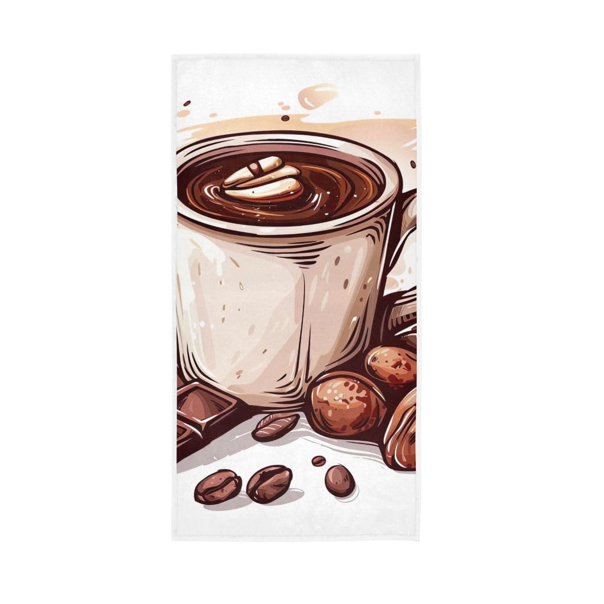 LSRCPD Hot Chocolate Hand Towel, Hand Towels and Washcloths for Bathroom 15 x 30 Inches