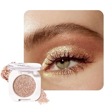 Ultra-Fine Pressed Pigment Single Eyeshadow Lightweight, Highly Blendable Formula Rose Gold Radiance Eye Shadow, 12 Rich Matte/Shimmer Shades for Makeup, Vegan & Cruelty-Free #09 Moonstone