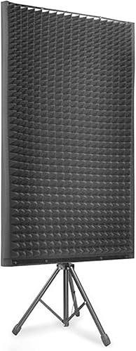 Miniatura 4 de Pyle Panel de aislamiento de micrófono con soporte de trípode ajustable en altura, pared de amortiguación de sonido de espuma de alta densidad de 2