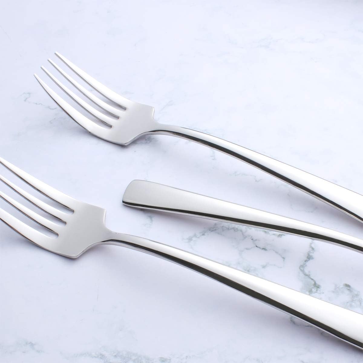 Best Review OMGard Serving Spoon Serving Fork 2 Set 4 Piece 18/8 Stainless Steel 9 inch Tablespoon Oval Bowl Soup Serving Spoons Forks Utensils Silverware Dinner Table Dishwasher Safe Mirror Polished