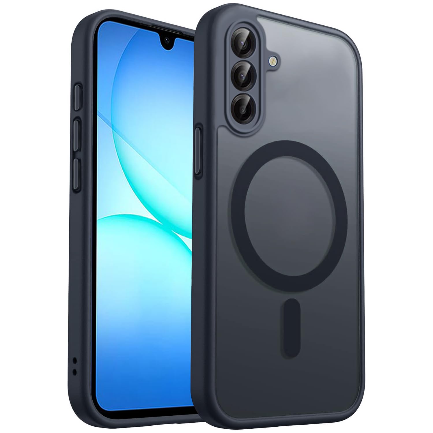 E-Lush für Samsung Galaxy A17 5G Hülle für MagSafe, Vollständiger Kameraschutz, Eingebauter Magnetring Case, Stoßfest Kratzfest Transluzente Matt Handyhülle für Samsung A17 Schutzhülle, Schwarz