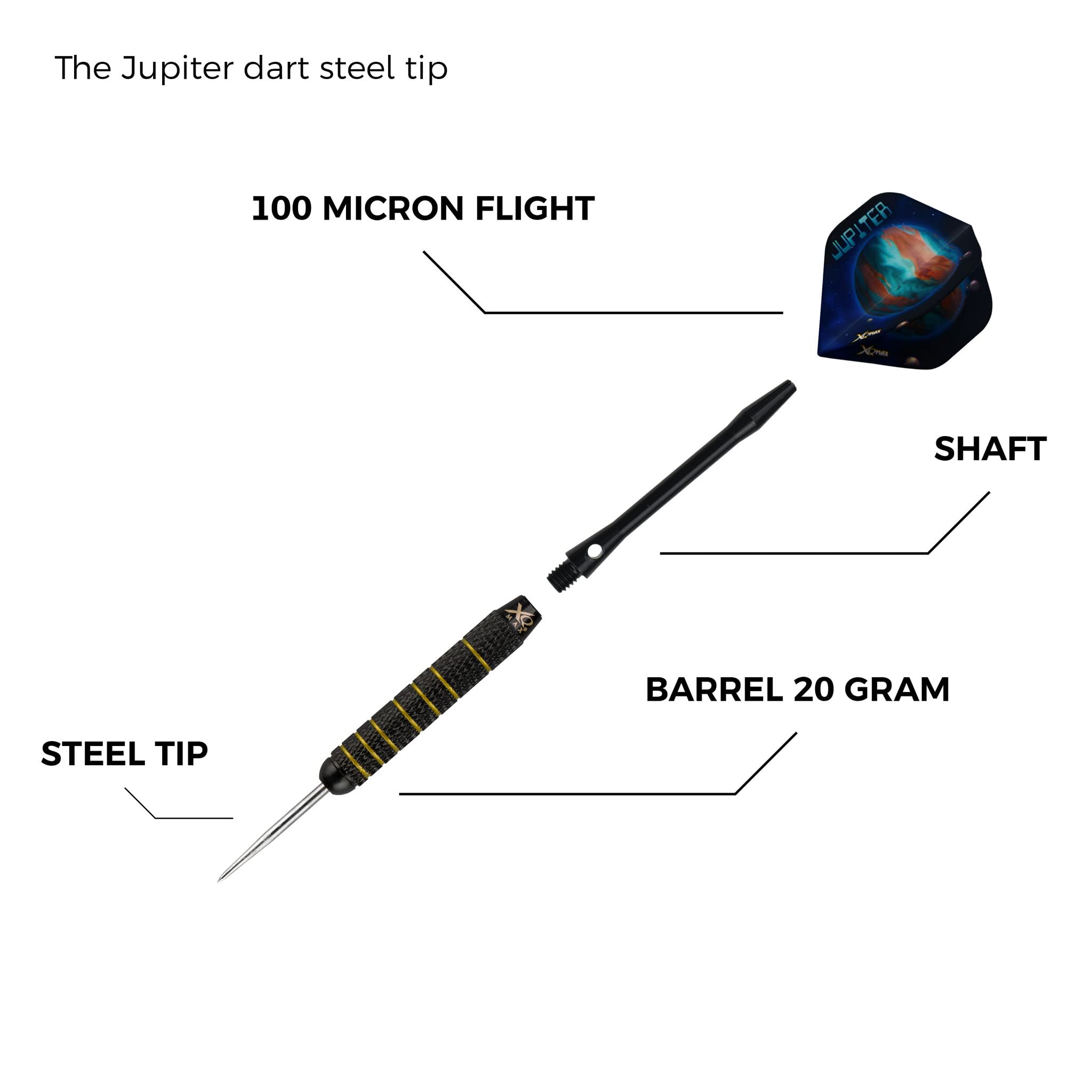 KOTO darts XQ Max Jupiter, Steel Tip Darts, Darts Set, Solid Ring Grip, Textured Feel, Professional Use, Flights, Shafts, Case - Image 4
