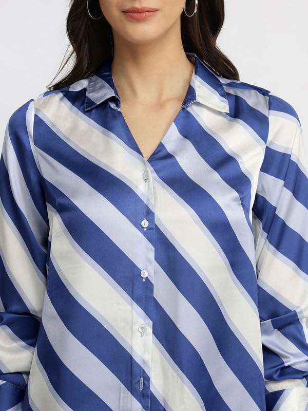 Image of FableStreet Women Shirts | Comfort Fit Spread Collar | Premium Satin Fabric for Formal, Business Casual