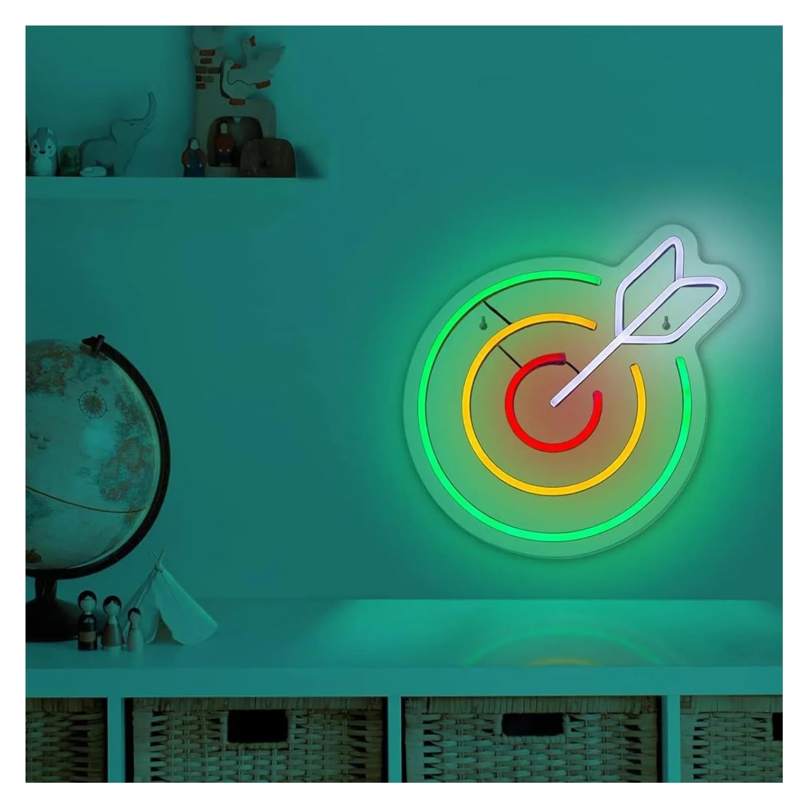 Néon Enseignes lumineuses Decor Fléchettes Décoration Murale Néon Fléchettes Alimentées Par USB Jeu De Sport LED Salle De Jeux Club De Sport À Domicile Fêtes 32cmx32cm