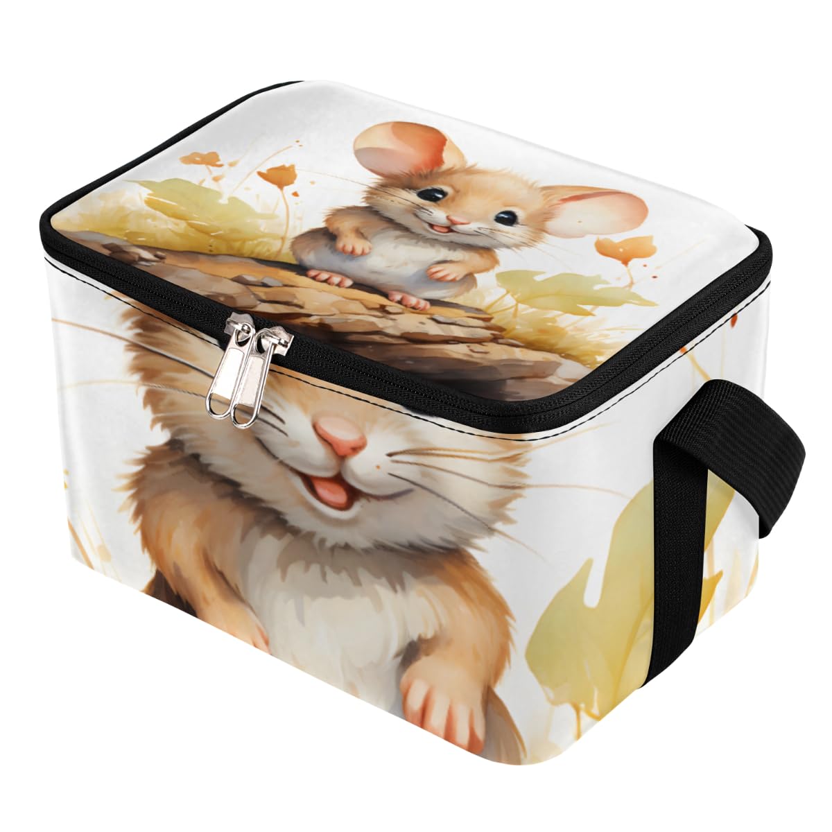 GzLeyigou Lunch Bags for Women Men 9 Cans,Mouse Hot & Cold Food Delivery Bag Insulated Grocery Bag Insulated Lunch Box Cute Mouse Cooler Bag for Office Work Picnic Beach