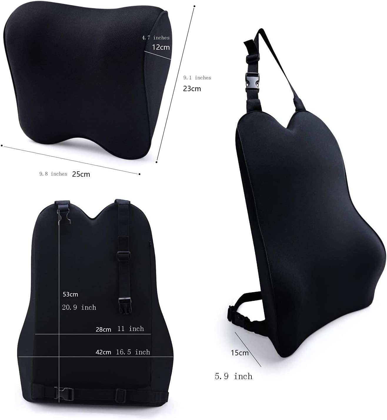 Dreamer Car Thick Back Support Lumbar Support for Car & Car Neck Pillow kit for Driving Fatigue Relief,Memory Foam Ergonomic Back Cushion Comfort Your Neck and Back,Black : Automotive