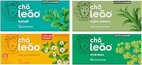 Combo Chá Leão da Linhas Ervas 4 Caixas de 25 un - 100 Sachês NÃO EMBALADOS INDIVIDUALMENTE