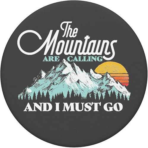 Miniatura 3 de Mountains Are Calling & I Must Go Retro 80s Vibe Graphic PopSockets intercambiables PopGrip