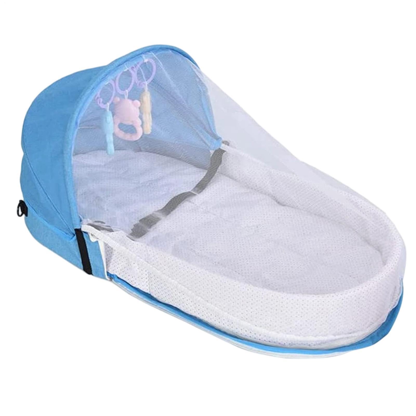 Cuna plegable lavable de lino para bebés y niños pequeños en viajes y senderismo