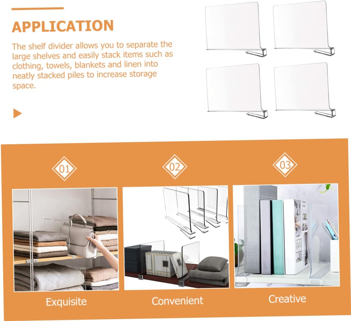 Luxshiny 4pcs Shelf Dividers for Closet Organization Clothes Separator Wardrobe Dividers for Maximizing Storage Space Cabinets and Shelves