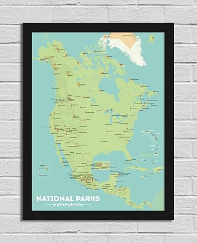 Miniatura 13 de Mapa de lista de verificación de parques nacionales de América del Norte 18x24 (tierra natural)
