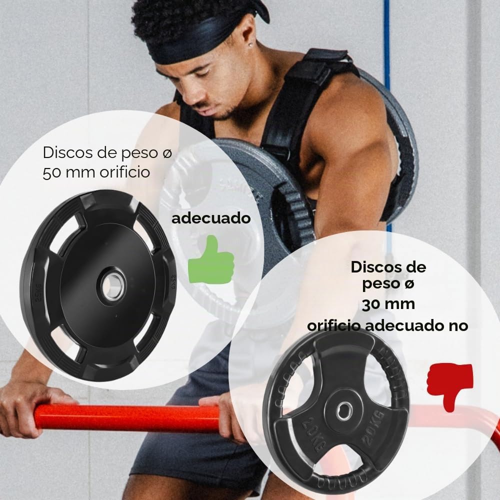 Chaleco de peso para los discos de pesas de 50 mm – Chaleco de entrenamiento ajustable para calistenia, entrenamiento de fuerza, crossfit y gimnasio, chaleco de peso de para hombre y