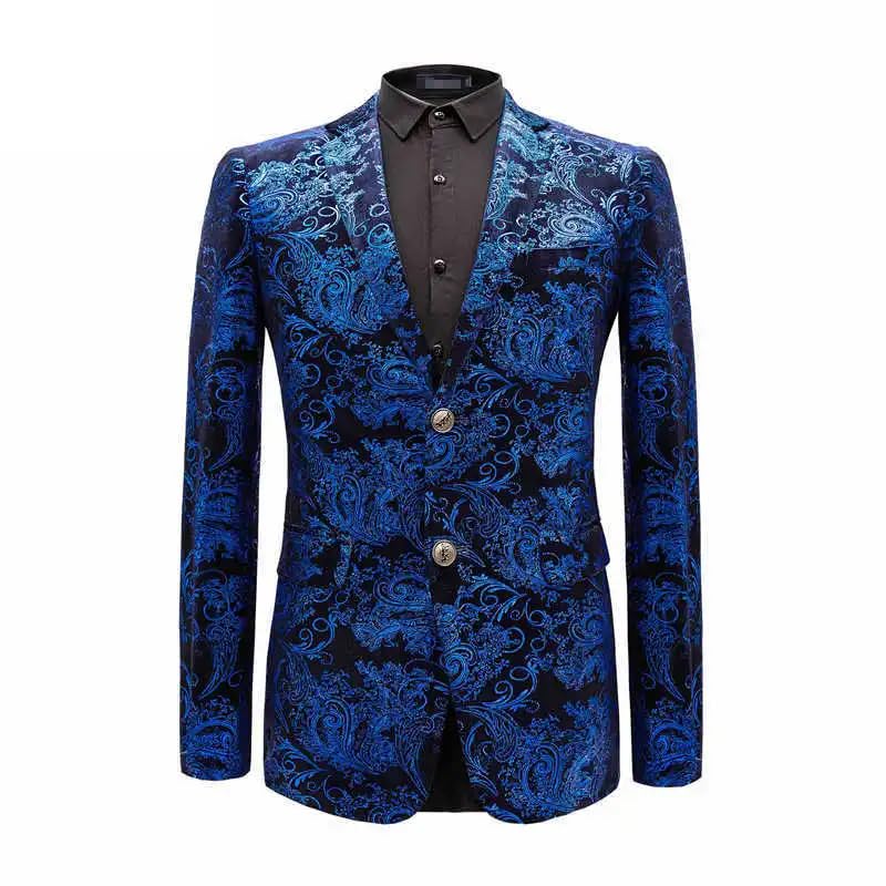 Men's Floral Jackets Stage Suit Jacket Elegant Wedding Mens Blazer4