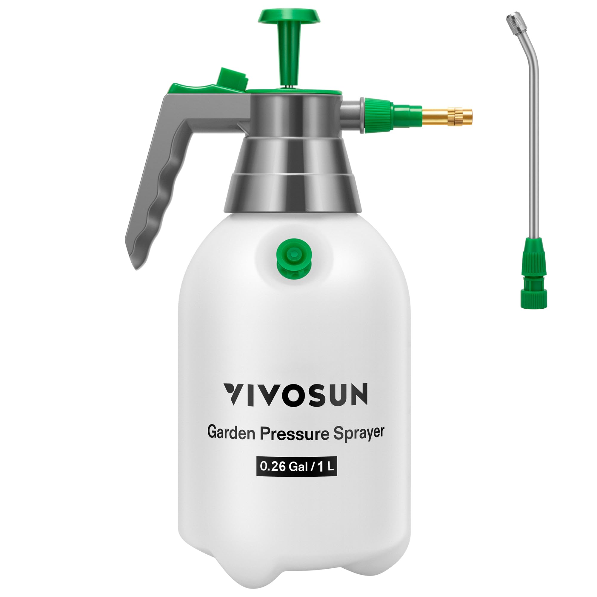 VIVOSUN Handheld Garden Sprayer, 1L Pump Sprayer, 34oz Water Spray Bottle with Safety Valve, Adjustable Nozzle, Extended Spray Rod & Additional Seals, Ideal for Watering, Fertilizing, Cleaning
