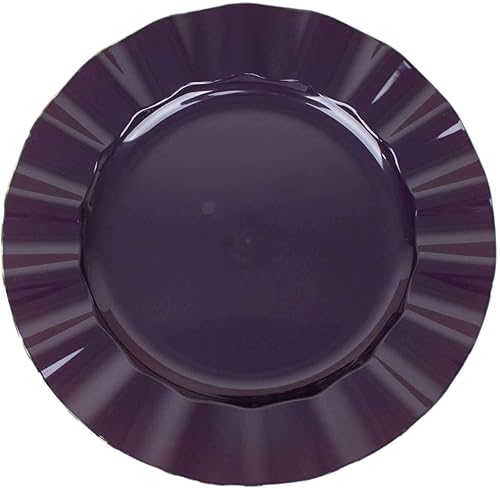 Miniatura 7 de Efavormart - Paquete de 10 platos redondos de plástico para ensalada de postre de 9 pulgadas, platos desechables con borde ondulado dorado para