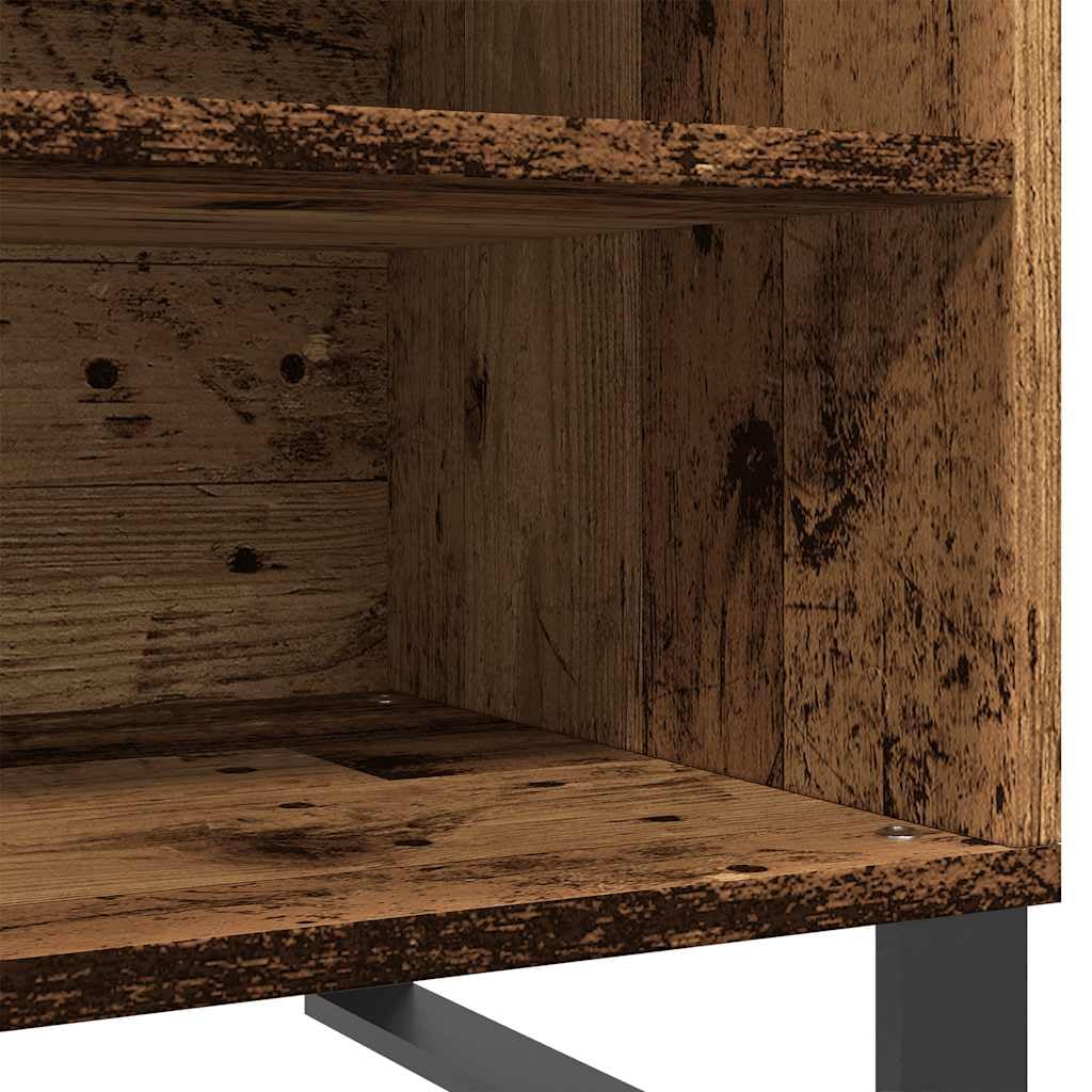 Hothingwell Szafka z gramofonem z drewna konstrukcyjnego 84,5x38x48 cm, szafka z płytami winylowymi z przestronnymi półkami, wytrzymały blat do gramofonu, żelazne nogi w stylu industrialnym,
