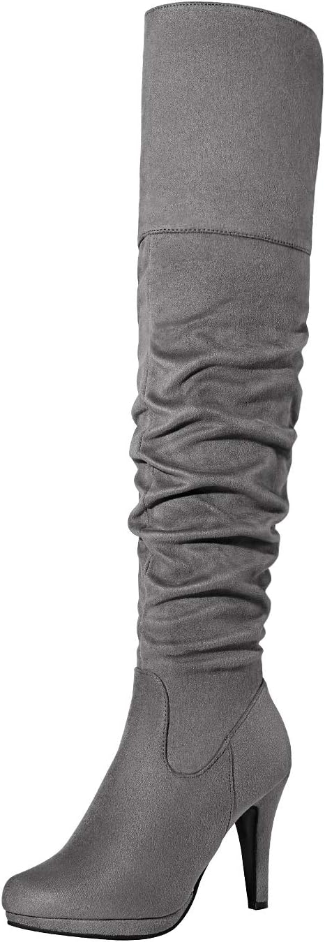 DREAM PAIRS Women's Thigh High Chunky Heel Platform Over The Knee Boots