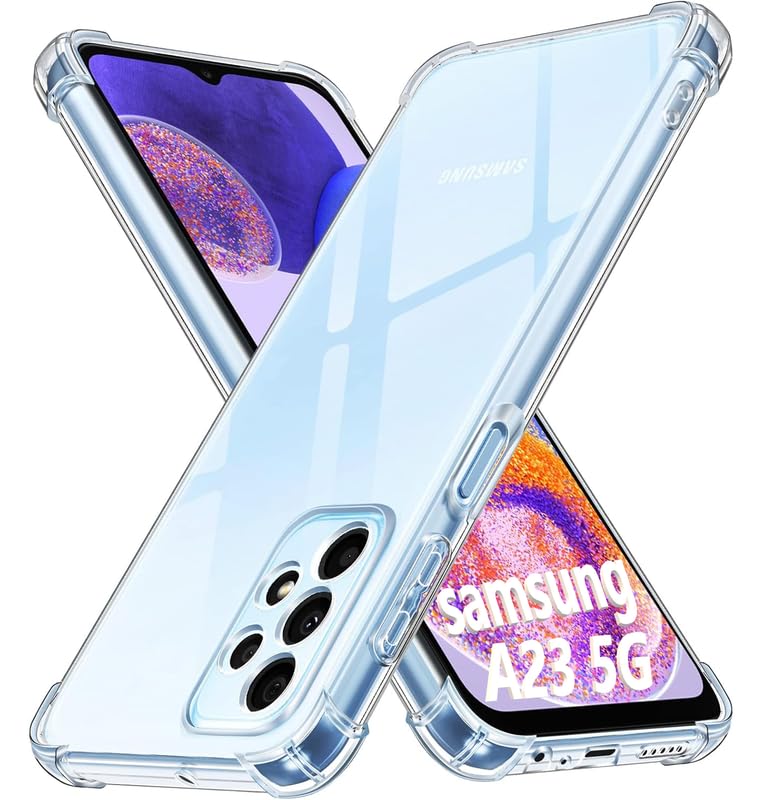 Image of Lustree Back Cover Transparent Case Compatible with Samsung Galaxy A23 | Clear + TPU Case with 4 Corner Air Cushion Protection & Camera Protection | Slim& Stylus Cover