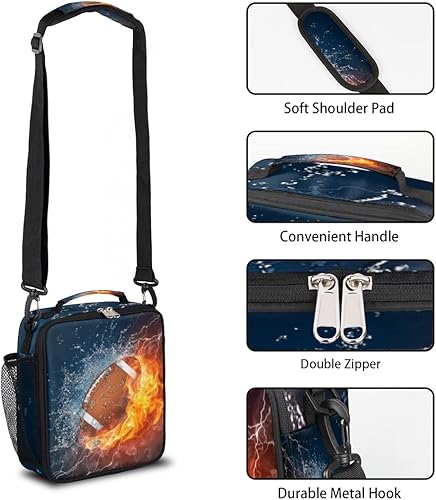 Miniatura 2 de American Football - Lonchera con aislamiento de fútbol americano para niños y niñas, reutilizable, bolsa cálida para la escuela, el trabajo, la