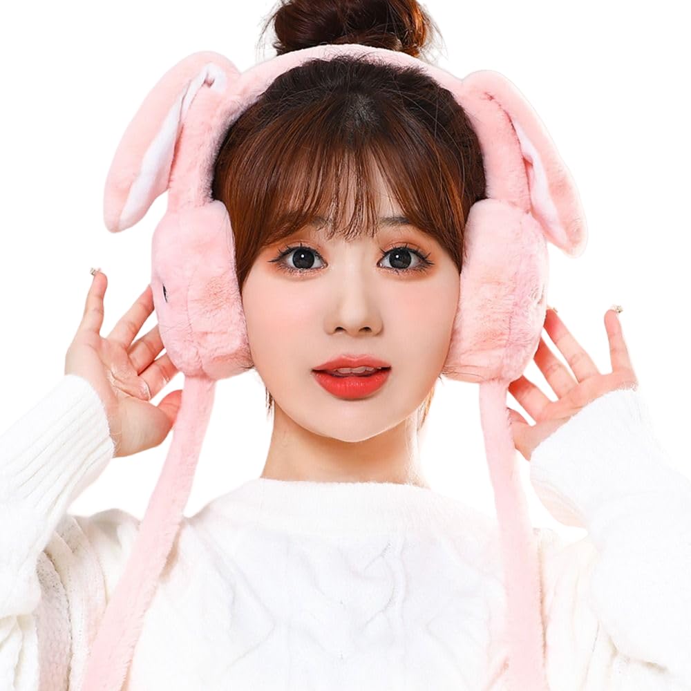 topibaaz Women Winter Plush Earmuffs Moving Bunny Ear Warmer for Kids Girls Boys Woolen Winproof Foldable Knitted Ear Muffs | Freesize-picture-24