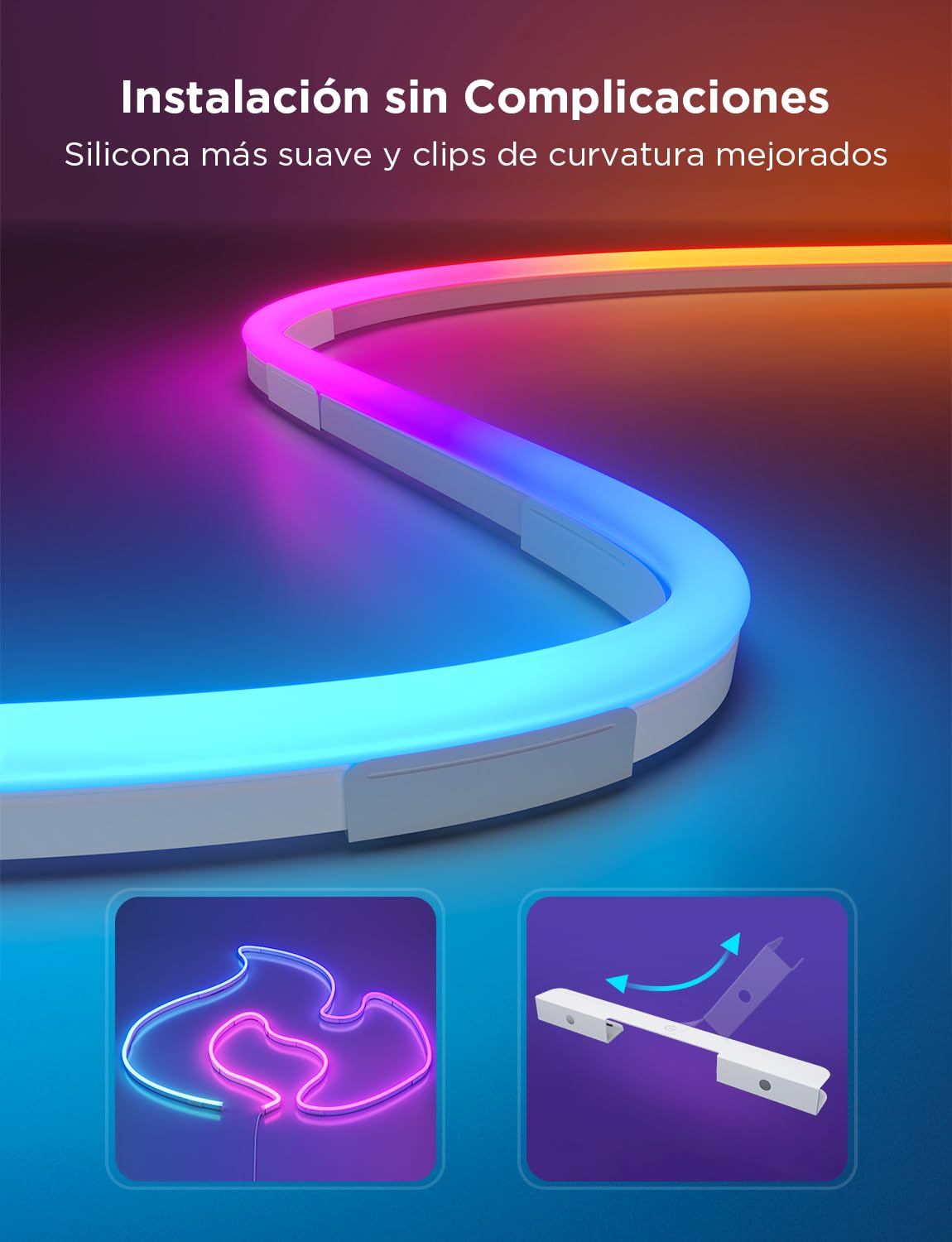 Govee Neon Rope Light 2, Tira LED RGBIC 3m Blanco Decoración Pared | Mapeado de Formas, Efectos DIY, Compatible con Matter, Alexa, Google Assistant y SmartThings para iluminación inteligente