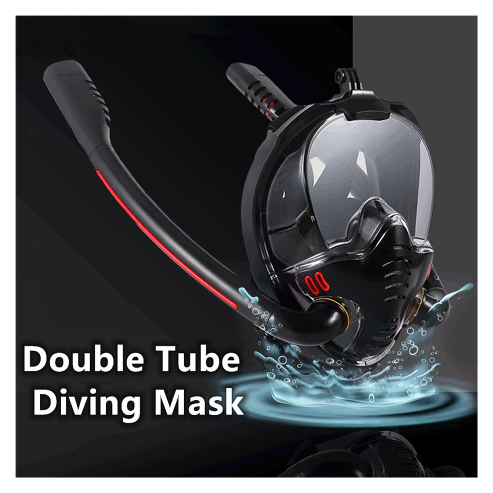 Respiracion bajo el agua Máscara de esnórquel de doble tubo de silicona, máscara de buceo completamente seca, máscara de natación for adultos, gafas de buceo, respiración subacuática autónoma Estabili