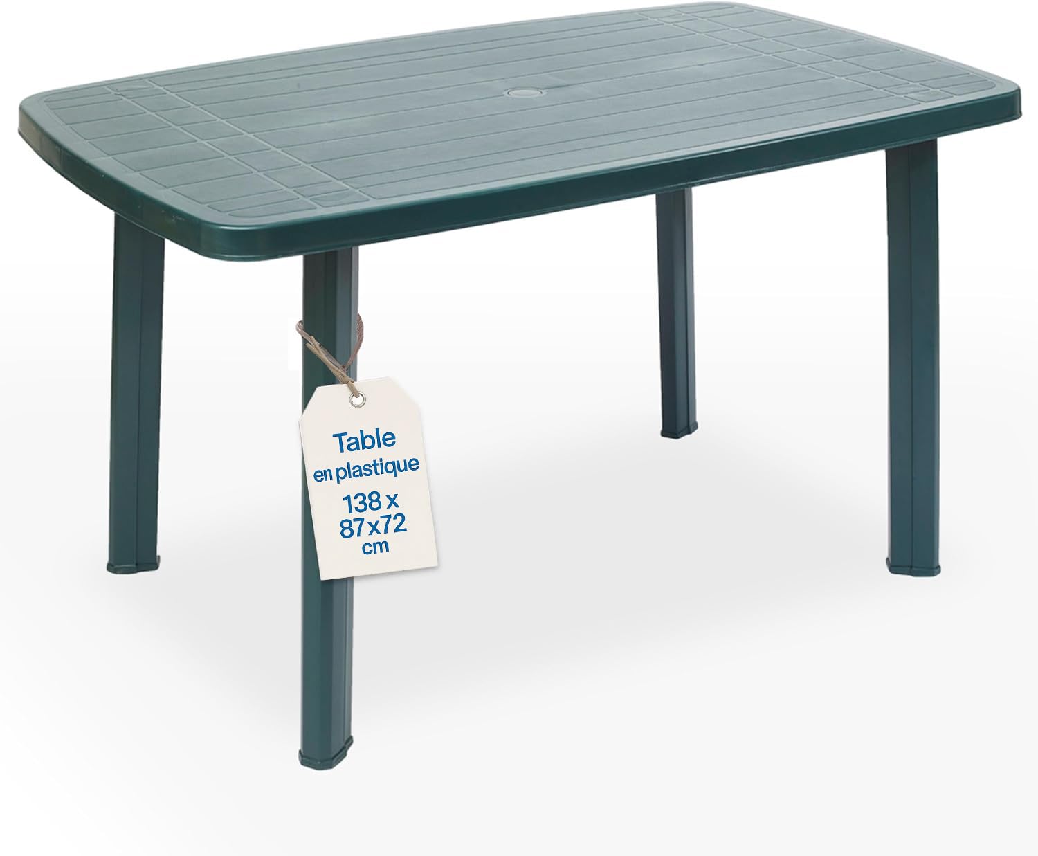 Tomaino Table de jardin carrée en plastique pour 6 places avec trou pour parasol