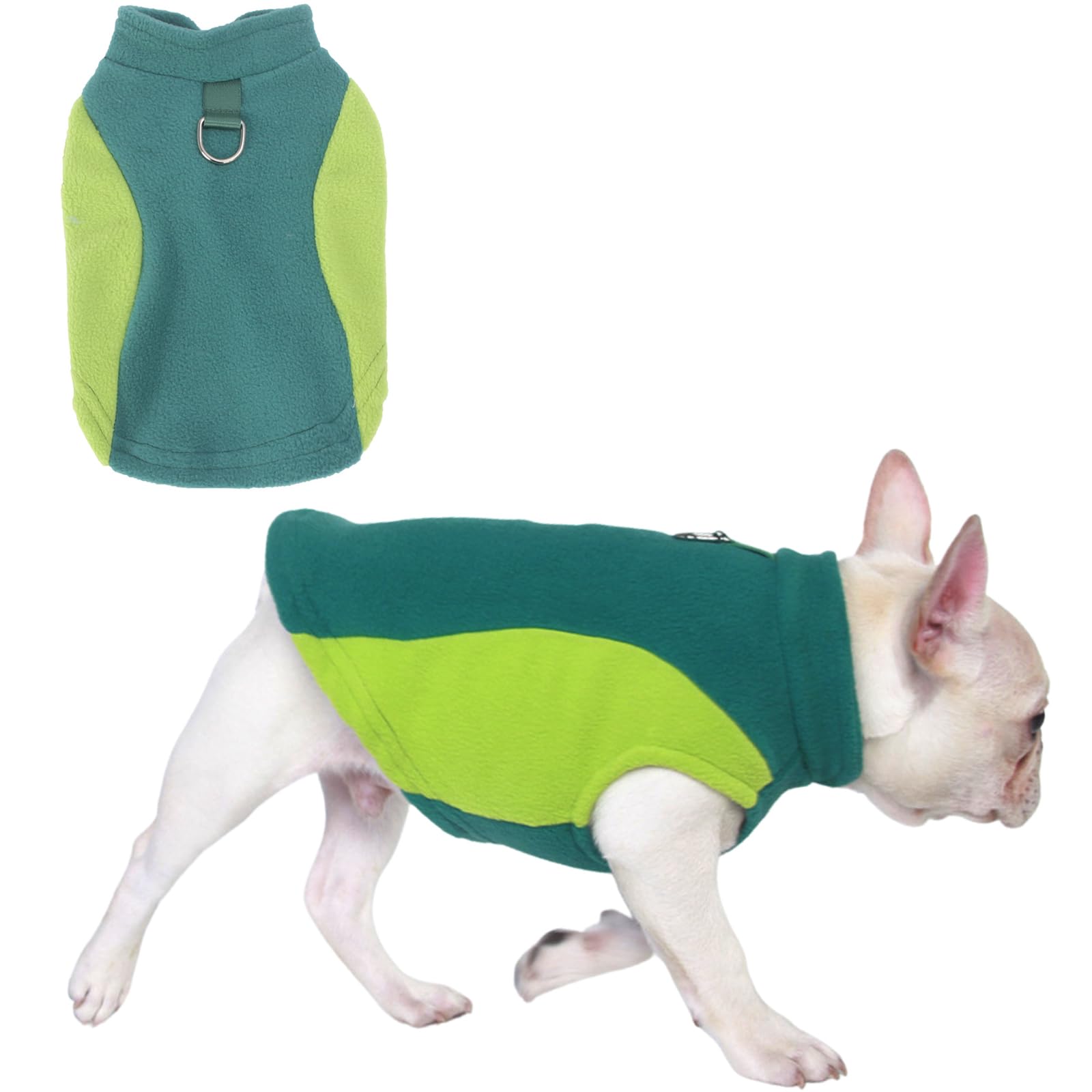 BT Bear Warm Coats Jackets for Dogs,Pet Colorblock Fleece Vest Clothes With D-Ring Dog Winter Coat for Puppy Small Dogs,Green L