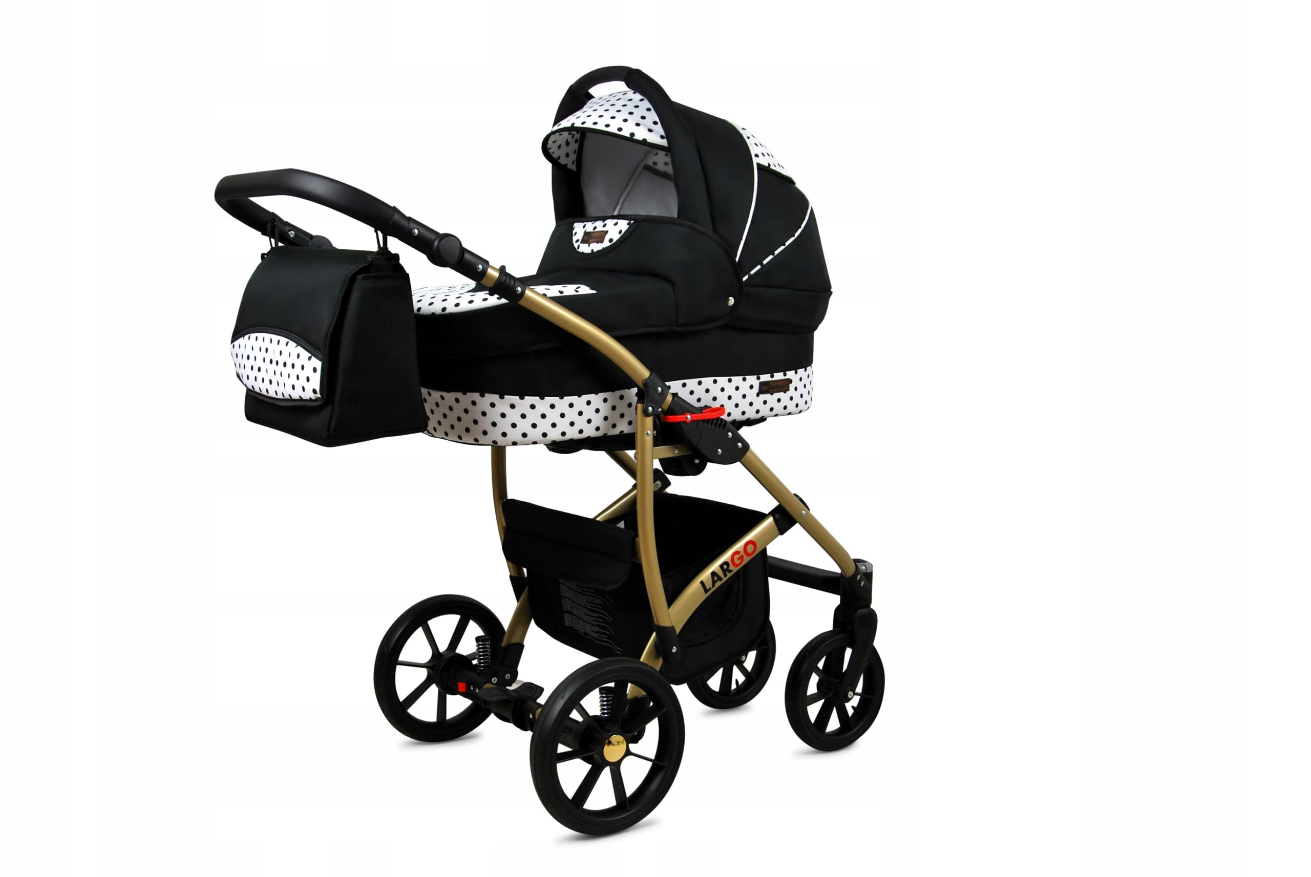 BabyLux Zestaw wózków dziecięcych 4 w 1 – Largo – w zestawie wanienka dla niemowląt, fotelik sportowy, fotelik samochodowy, stacja bazowa ISOFIX – fotelik samochodowy – zestaw wózków dziecięcych