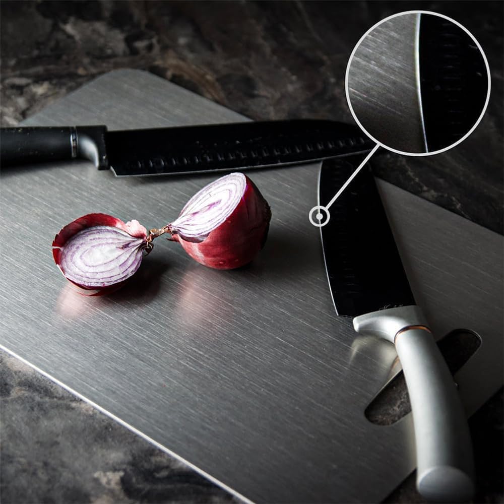 Tabla de cortar ecológica, 100 % bambú natural, diseño reversible para carne, frutas y verduras, fácil de limpiar, 11.4 x 7.8 pulgadas, duradera esencial para la cocina