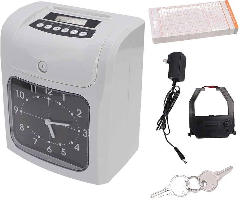 Eujgoov Electronic Time Clock Attendance Machine S960 Dual Color Printing with 101 Cards for Small Business Employee Clock 100 240V (EU Plug)