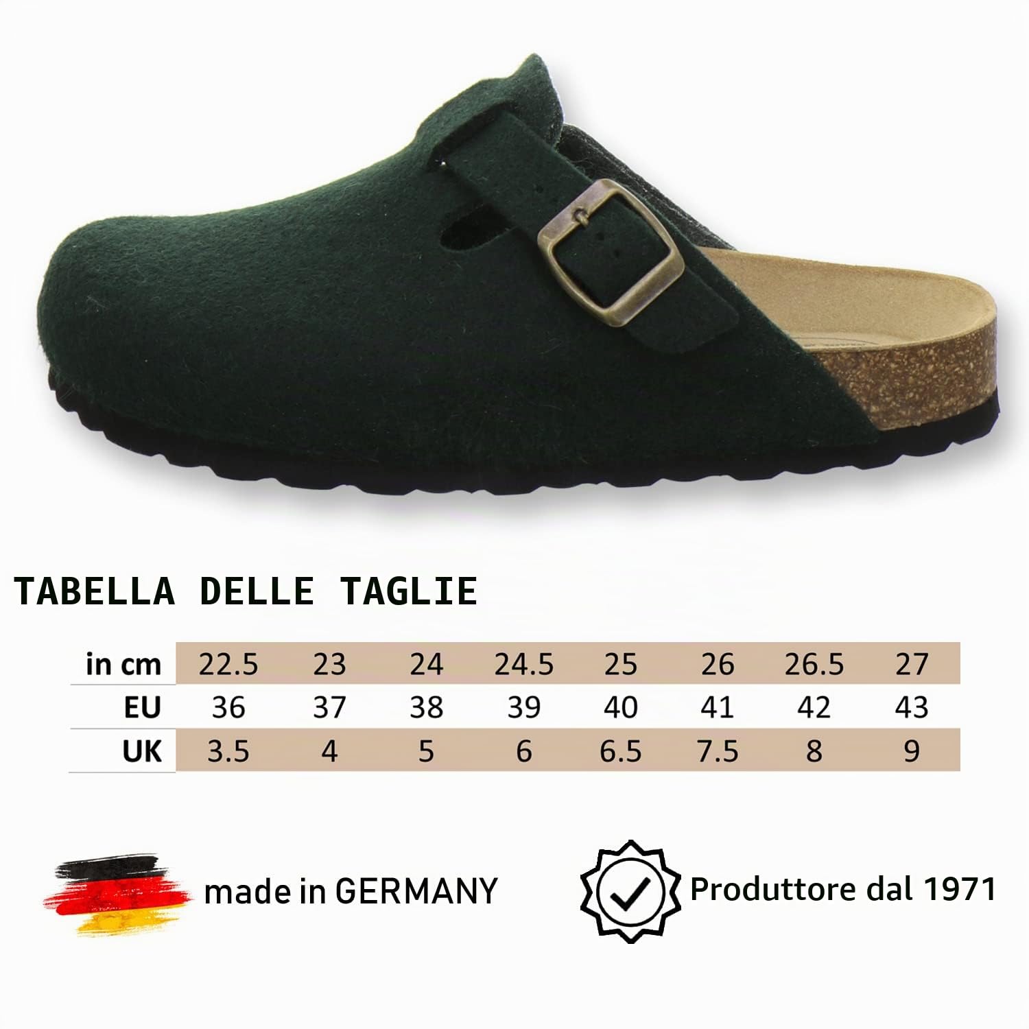 AFS-Schuhe 26900 - Pantofole da donna chiuse in feltro, comode e calde, made in Germany