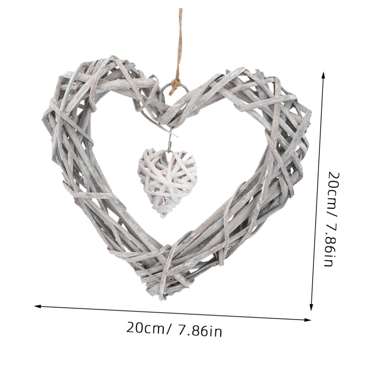 SOLUSTRE 4stücke Herzförmiger Hängekranz aus Rattan Weihnachtskranzdekoration für Schlafzimmer und Wand Herzförmiger Weidenkranz als Hochzeitsdekoration und Schlafzimmerkranzdekoration