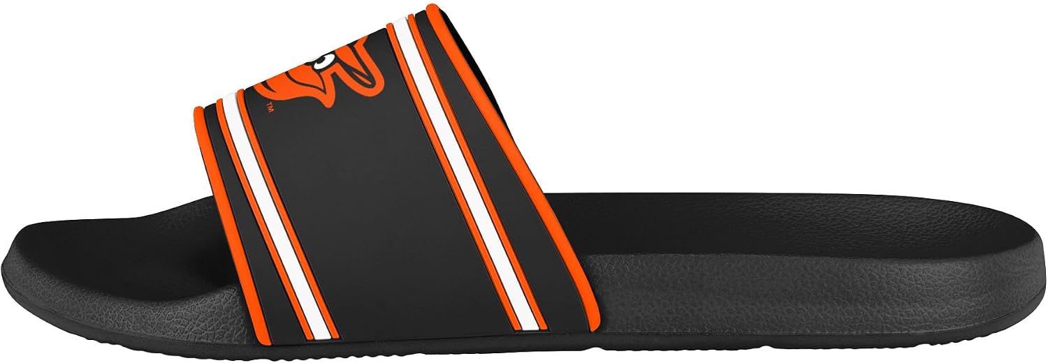 FOCO MLB Men's Officially Licensed Sports Slippers Primary Logo Team Color Stripe Molded Baseball Slides