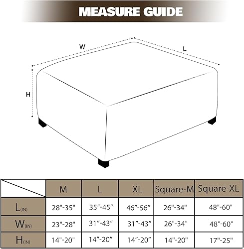 Miniatura 4 de NeColorLife Funda para Otomán Rectangular de Tela Jacquard Funda Elástica Gruesa Cubiertas de Taburete Reposapiés para Otomán Cuadrado y Rectangular