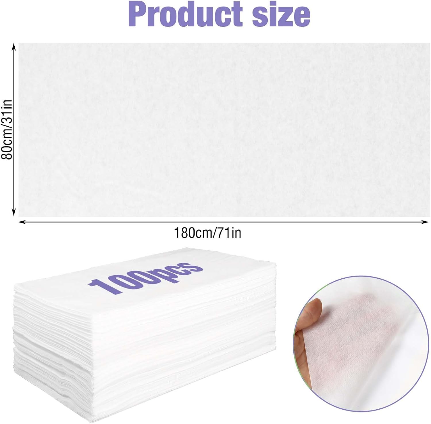 100 Pack 31.5" X 71" Disposable Massage Bed Cover White Non Woven Fabric Massage Bed Sheets Waterproof Breathable Massages Table Sheets for Spa, Beauty