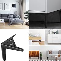 Vista 4 de Patas de muebles negras de 6 pulgadas de metal resistente para sofá, sofá, tocador, banco, gabinete, juego de 4