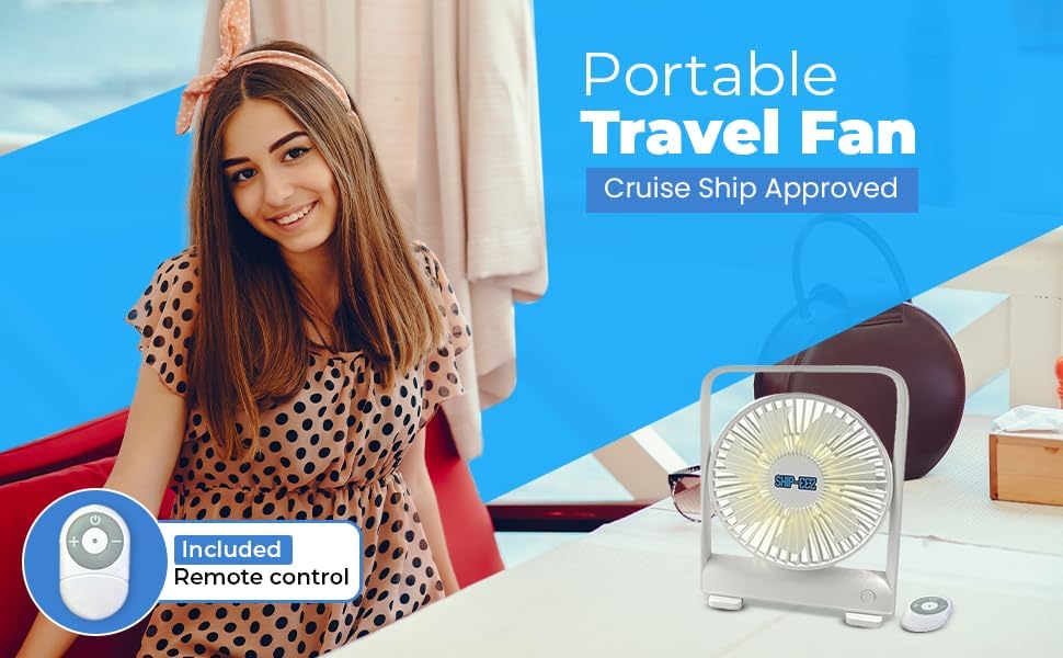 Magnetic Cruise Ship Approved Fan 12000mAh XL Battery LED Light and Remote - Approved for all cruise lines