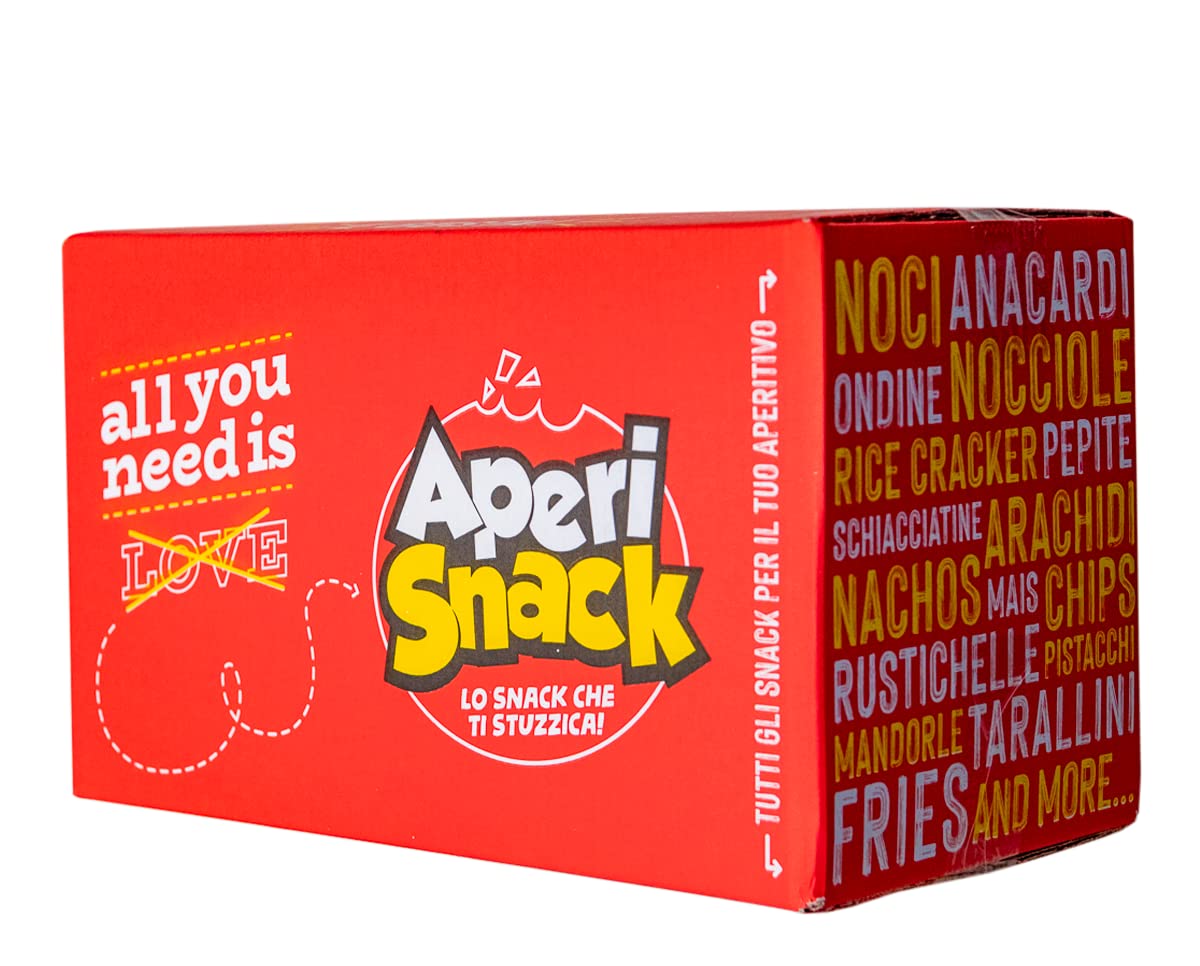 Aperisnack® Aperibox CLASSIC 30 snack - Scatola regalo con Snack salati, patatine e frutta secca, per aperitivo fai da te o gadget compleanno bambini