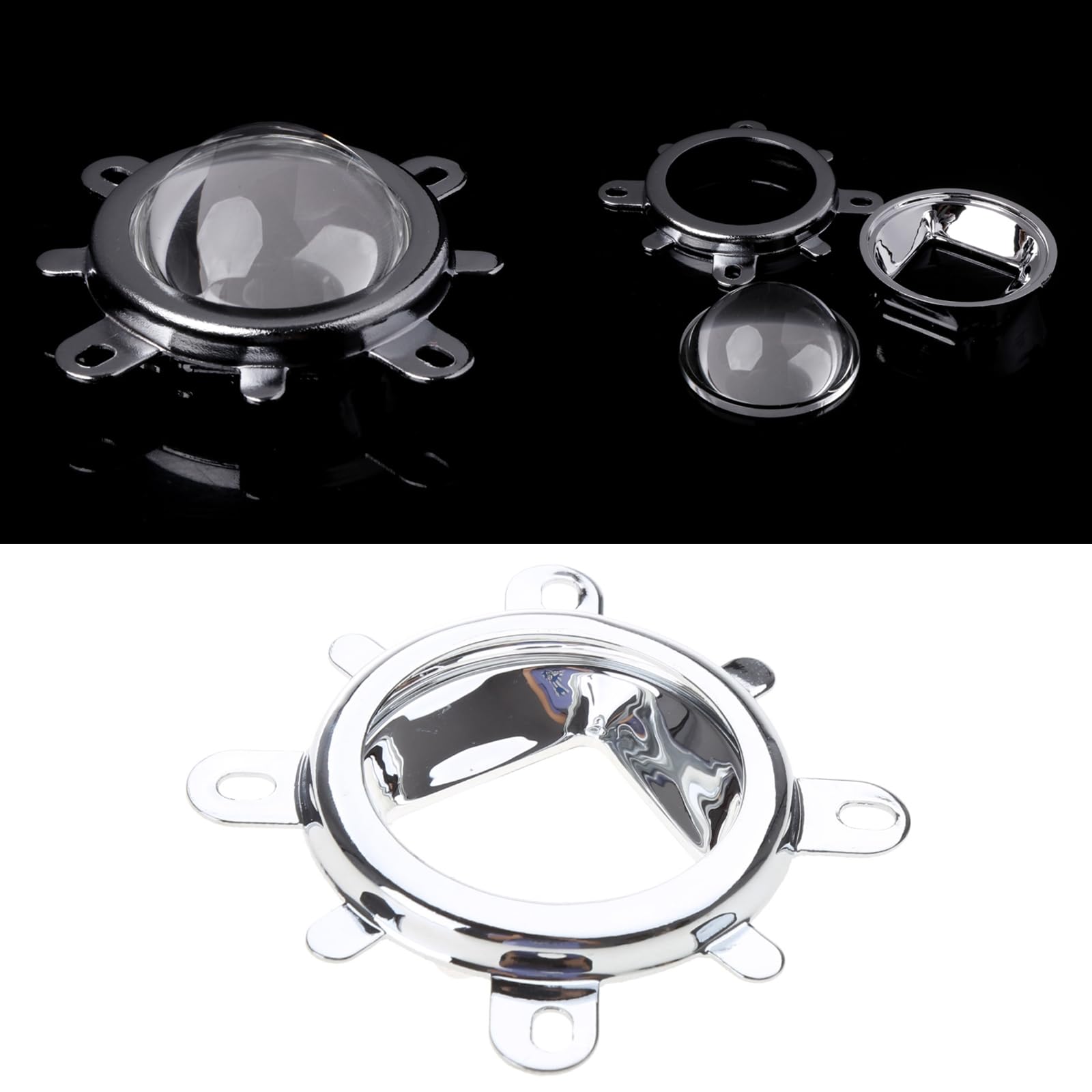 hokojix 44mm LED Lens Optical Glass 60 Degree 50mm Reflector Collimator Fixed Bracket for 20W-100W LED Light Lamp