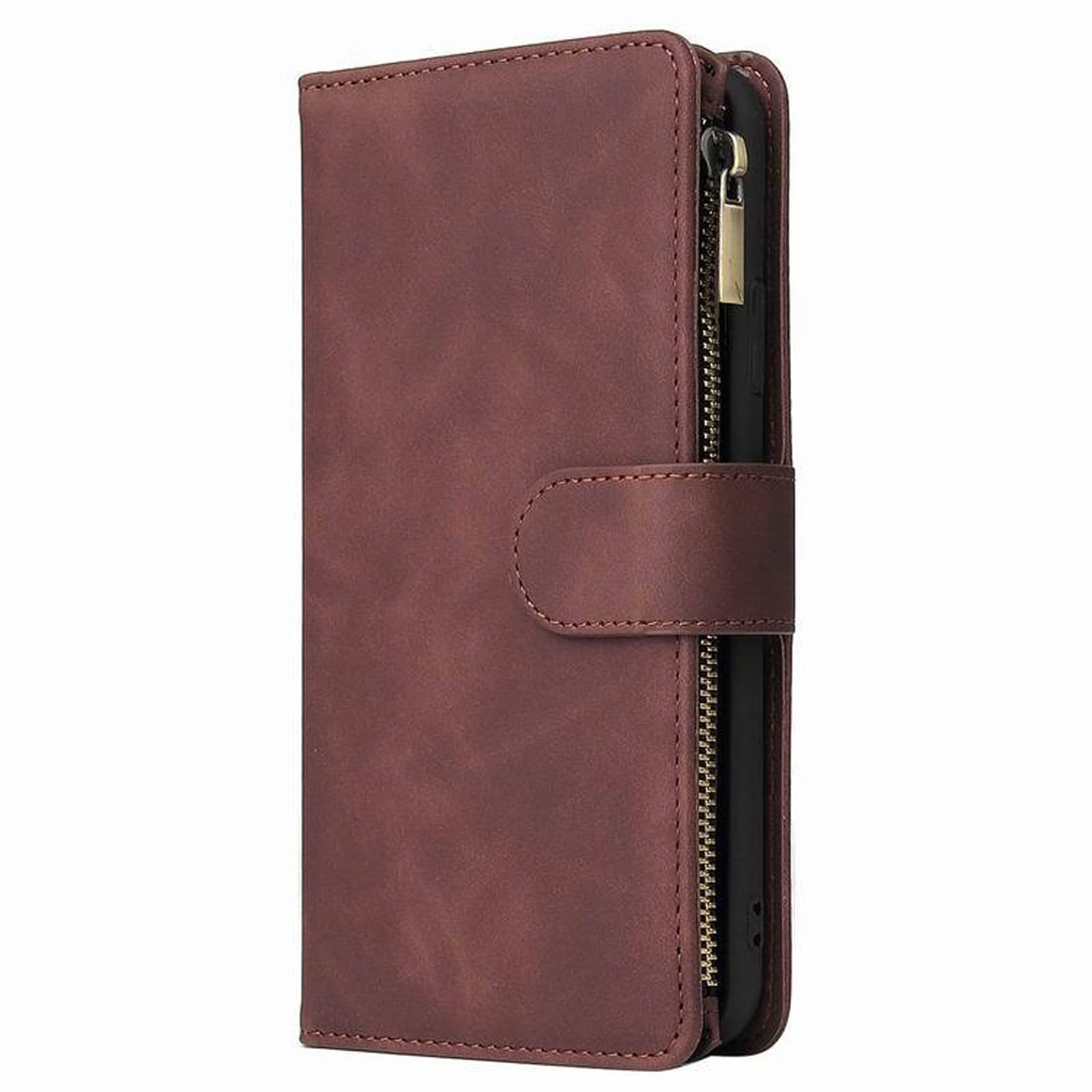 LTL Etui na telefon do iPhone 13 Mini/13/13 Pro/13 Pro Max, wysokiej jakości skórzane etui z klapką z przegródkami na karty etui na telefon magnetyczne zamknięcie, brązowe, 13 6,1 cala