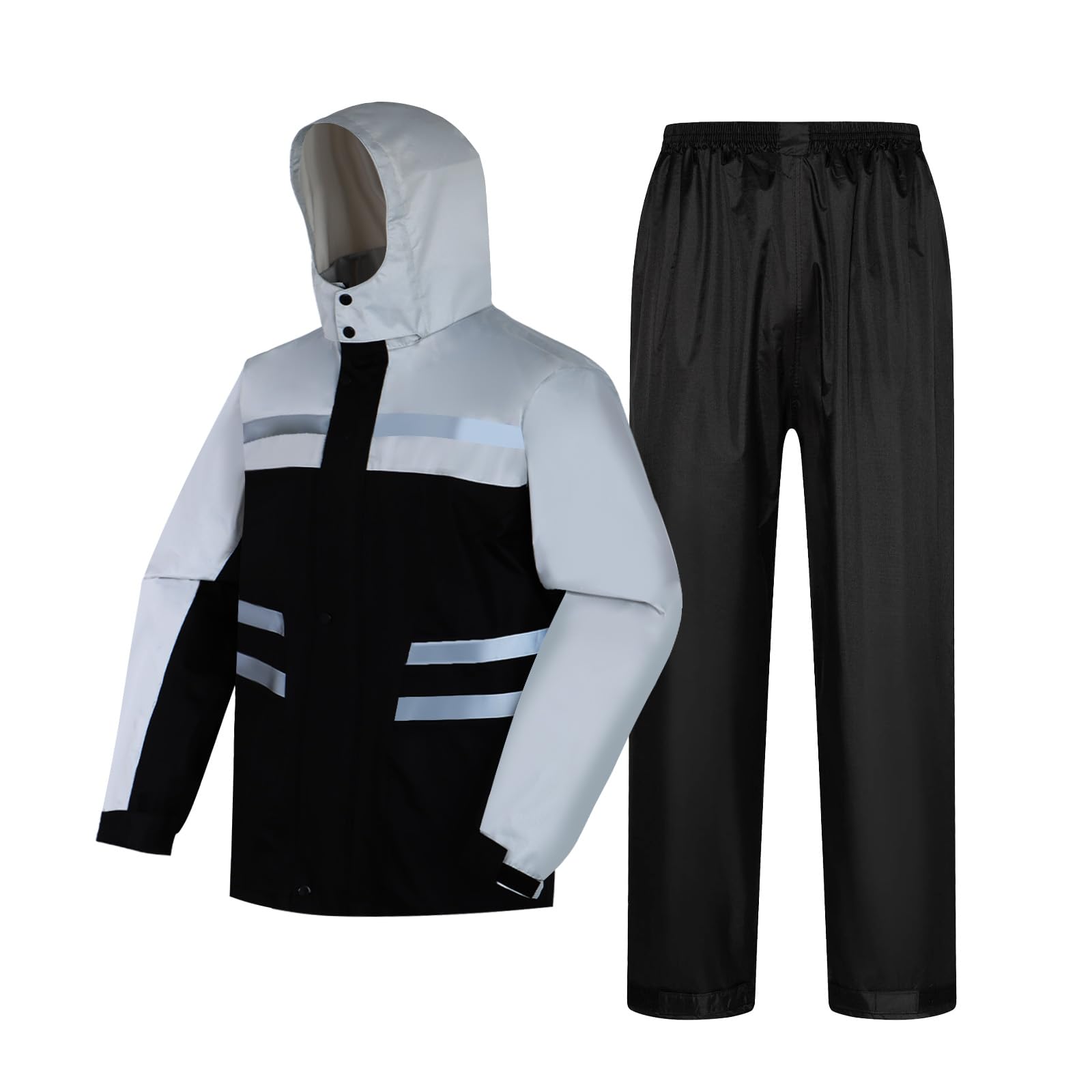 Traje de lluvia Impermeable, Chaqueta y Pantalones Ligeros con Capucha, Chubasquero Unisex para Exteriores, Ropa Impermeable con Capucha Antitormenta