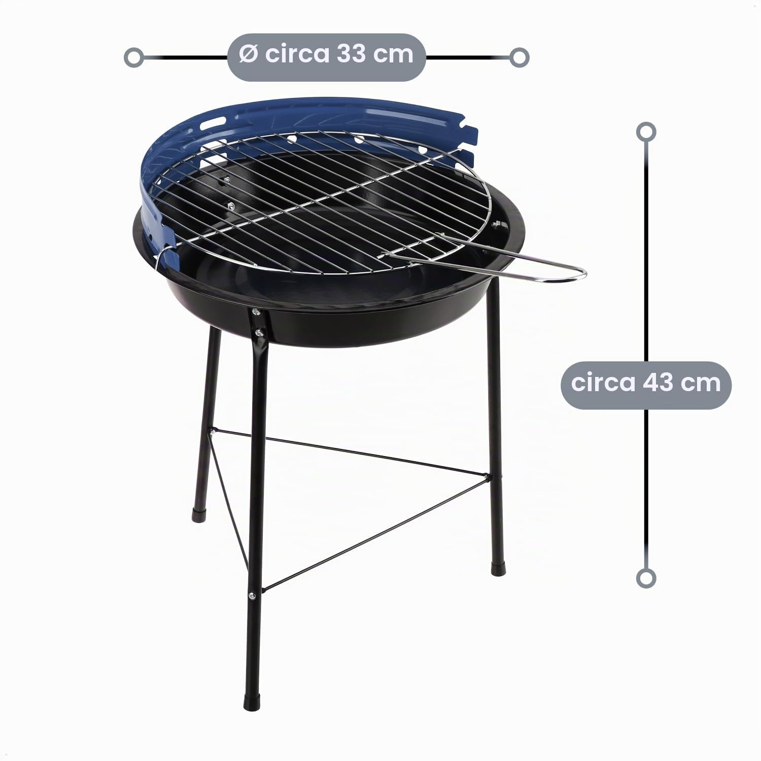 com-four® 3X Griglia per Barbecue, treppiede con griglia Regolabile | griglia rotonda in metallo per balcone - terrazza - giardino [la selezione varia]