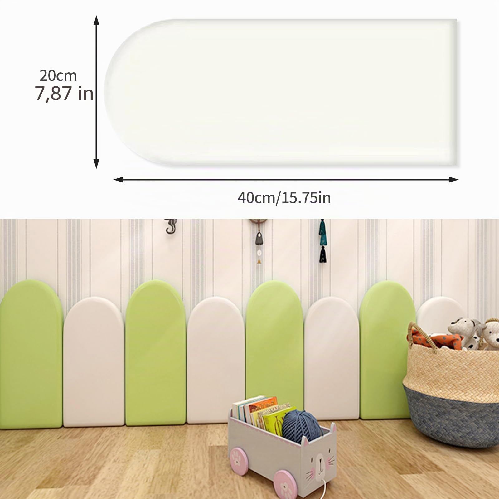 Panneaux Rembourré Rembourrés Muraux 3D de Coussins Mural, Panneaux de Protection Anti-Collision Autocollants, Décoration Murale Lit Tour de tête Ovale, 20x40cm