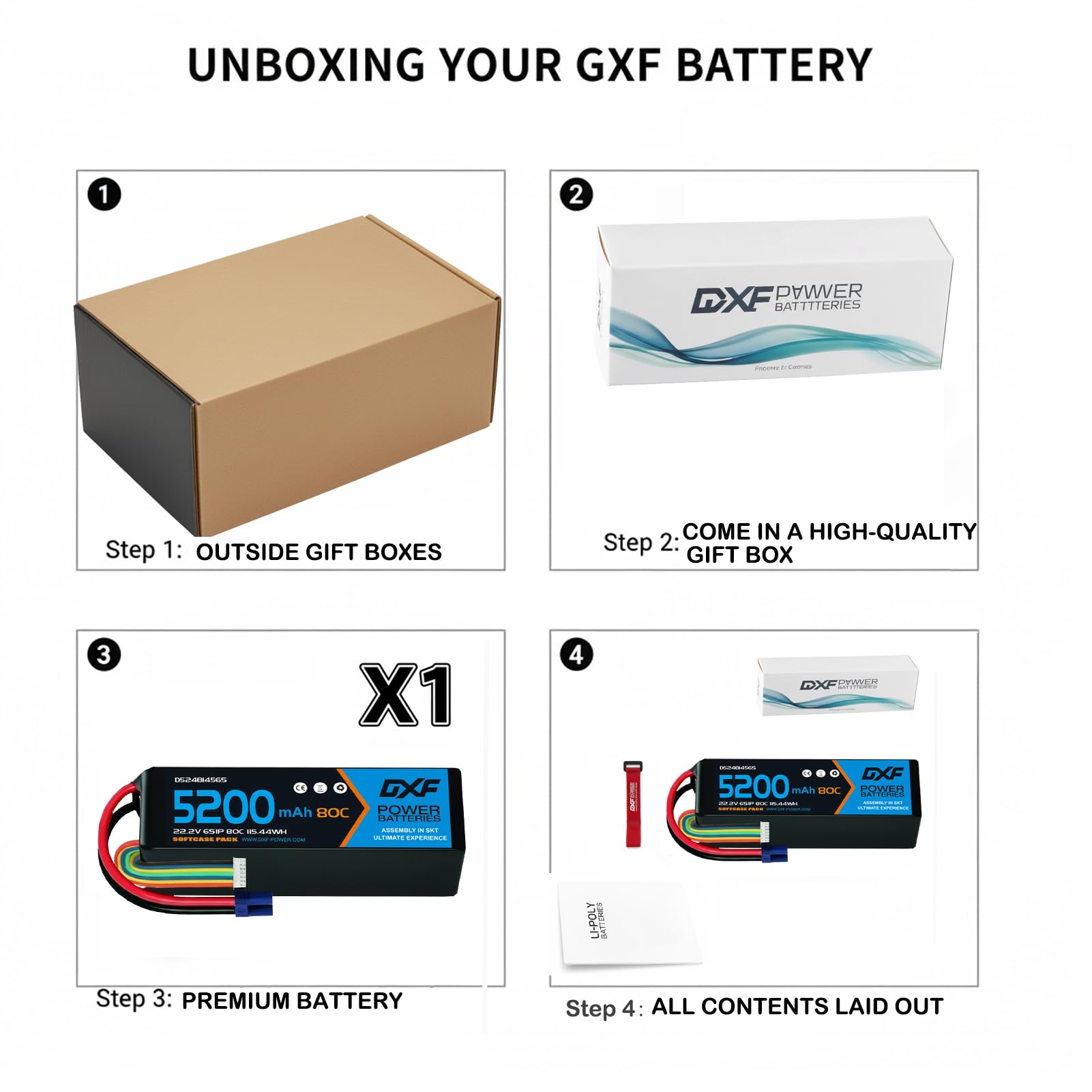 DXF 5200mAh 22.2V 6S 80C EC5 batería Recargable Pila Polímero de Litio Juguete Multicolor para Helicópteros y Aviones más Pequeños como Align GAUI KDS ElyQ Trex-550/600（1PCS）