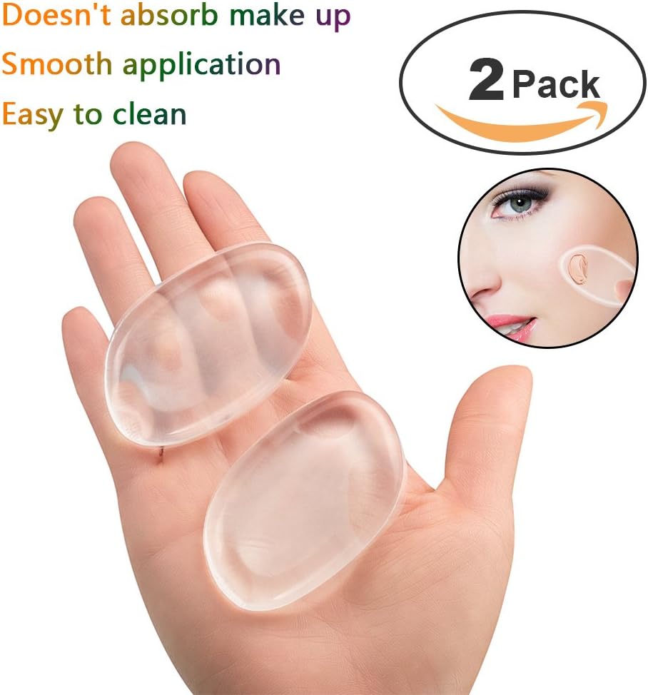 Silicone Makeup Sponges Clear Makeup Sponge Clear Applicator & Blender for all Liquid Gel Foundation BB CC Cream [Washable & Reusable] -2pc Leaf
