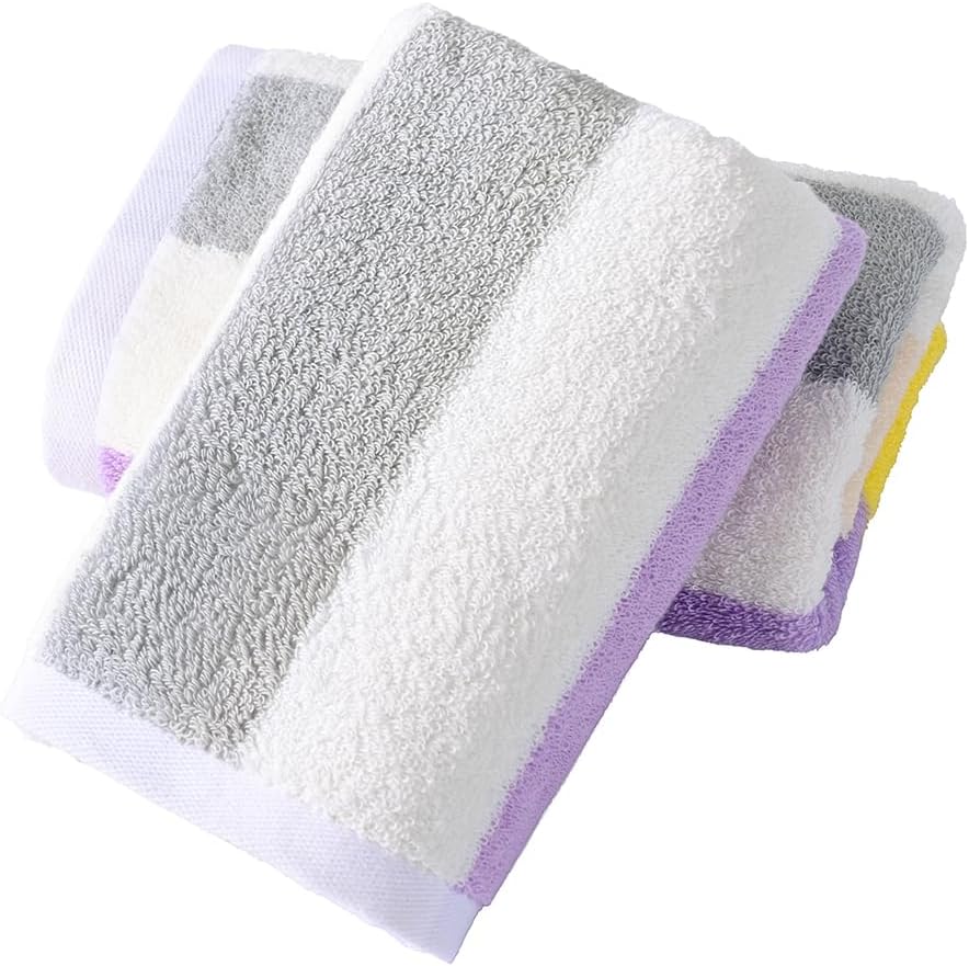 YiLUOMO Purple Striped Pattern Hand Towels Set of 2 100% Cotton Highly Absorbent Soft Colorful Hand Towel for Bathroom 13 x 29 Inch - Image 4