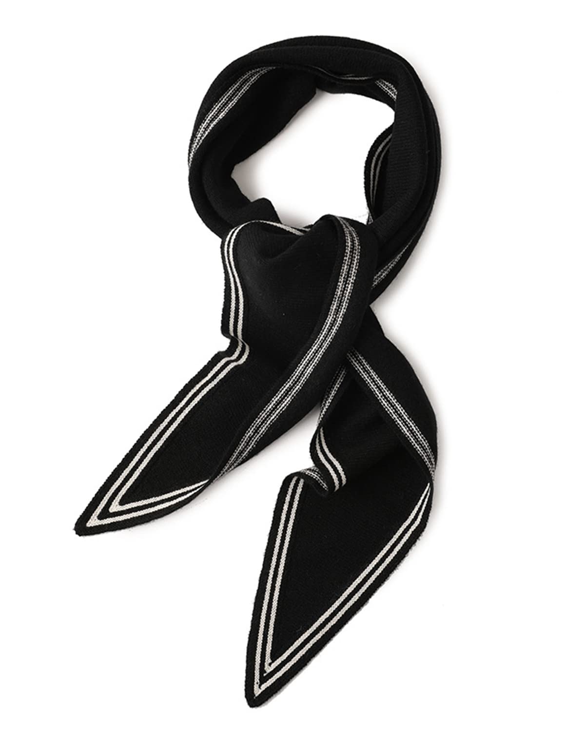 100% Cashmere Sciarpa da Collo Piccola a Forma di Diamante, Super Morbido Sciarpe Triangolare a Maglia Caldo Donna Ragazza, Sciarpa a Triangolo Versatile in Primavera Autunno, Miglior Regalo Black
