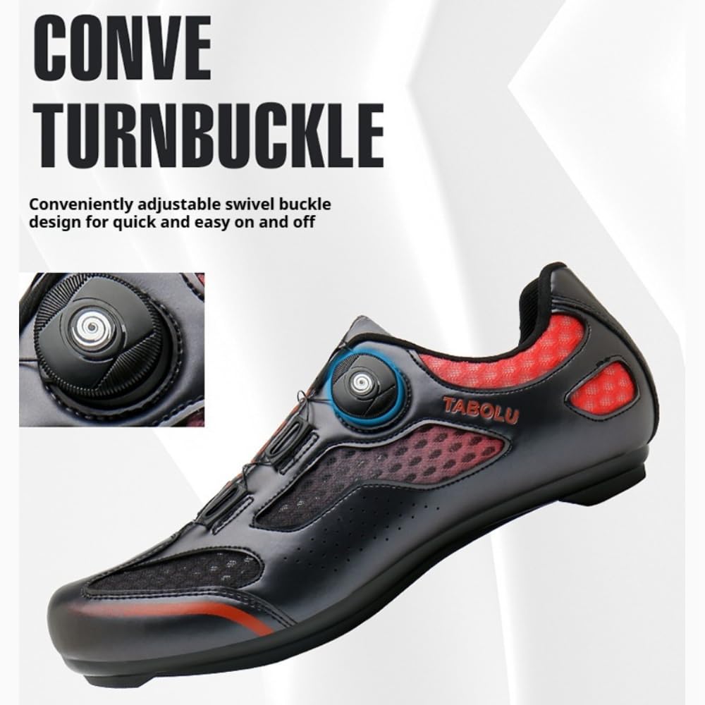 Scarpe da Ciclismo da Uomo E da Donna Scarpe da Bici Resistenti E Antiscivolo con Suola in Gomma Scarpe da Vélo Traspiranti con Lacci da Spin per Interni Ed Esterni